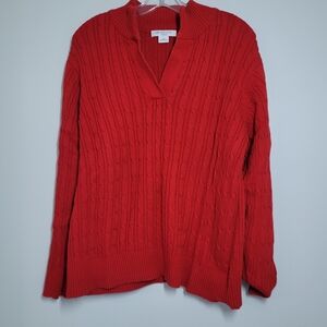 Liz Claiborne Women's Red V-Neck Sweater Like New